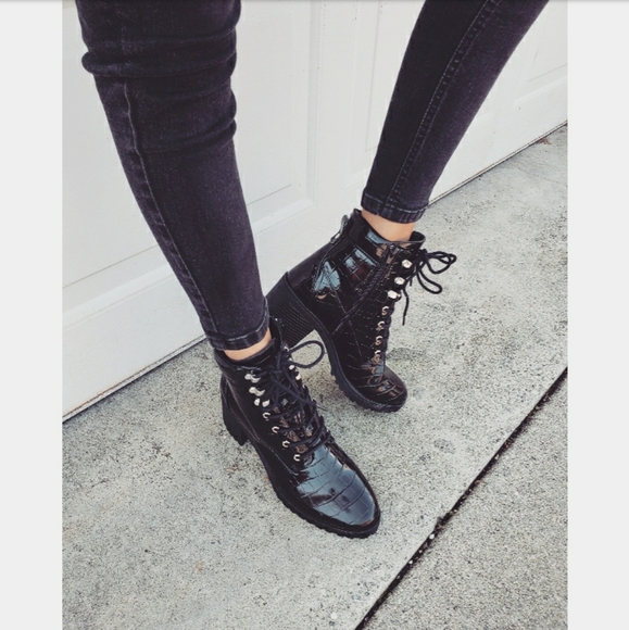 Super Trooper// black croc print boot - Picture 3 of 8